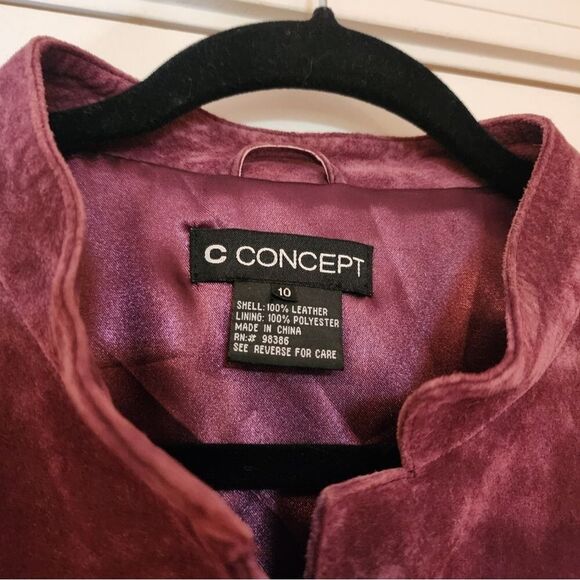 C Concept 100% leather plum colored jacket Size 10 - Picture 2 of 5